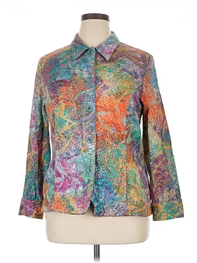 Pre-owned Coldwater Creek Long Sleeve Button Down Shirt In Teal