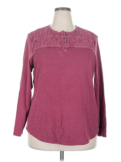 Pre-owned Coldwater Creek Long Sleeve Henley Shirt In Burgundy