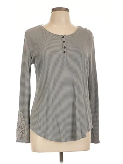 Pre-owned Coldwater Creek Long Sleeve Henley Shirt In Gray