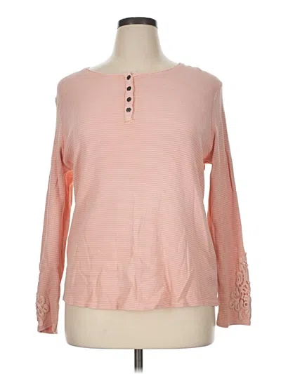 Pre-owned Coldwater Creek Long Sleeve Henley Shirt In Pink