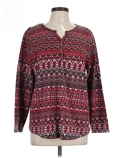 Pre-owned Coldwater Creek Long Sleeve Henley Shirt In Red