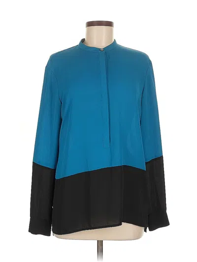 Pre-owned Coldwater Creek Long Sleeve Polo Shirt In Blue