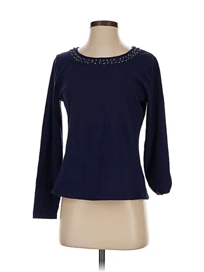 Pre-owned Coldwater Creek Long Sleeve Top Blue Boatneck Tops