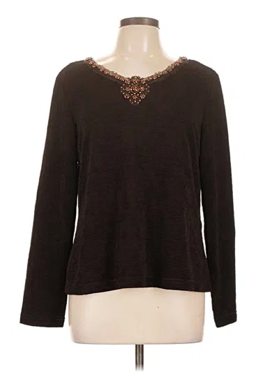 Coldwater Creek Long Sleeve Top Brown Open Neckline Tops
