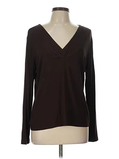 Pre-owned Coldwater Creek Long Sleeve Top Brown V-neck Tops