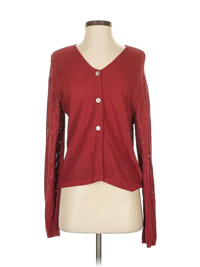 Pre-owned Coldwater Creek Long Sleeve Top Burgundy Sweetheart Neckline Tops