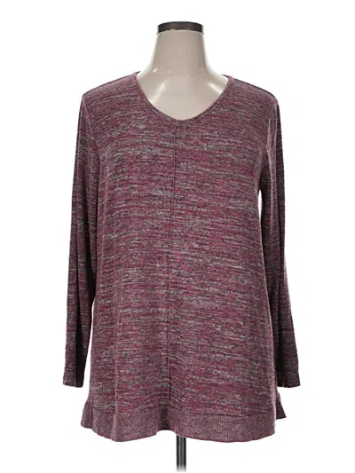 Pre-owned Coldwater Creek Long Sleeve Top Burgundy V-neck Tops