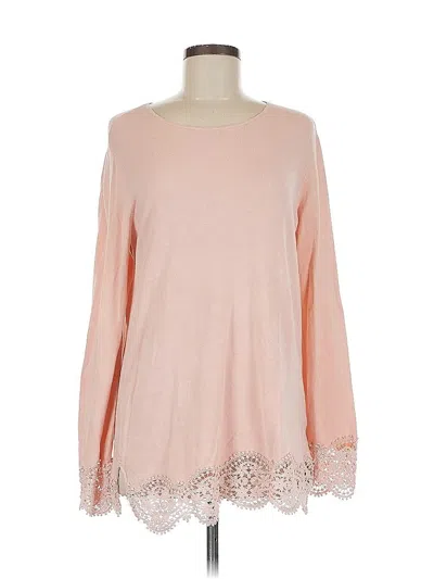 Pre-owned Coldwater Creek Long Sleeve Top Pink Boatneck Tops