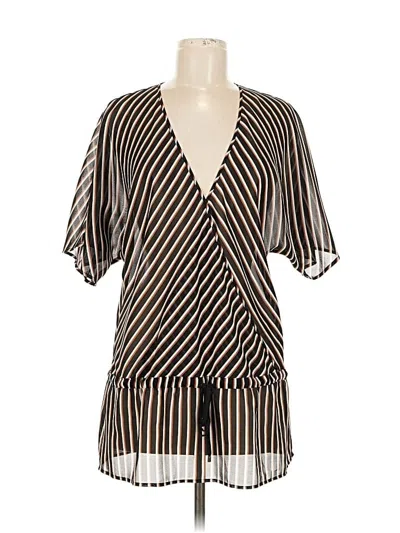 Pre-owned Coldwater Creek Short Sleeve Blouse In Black