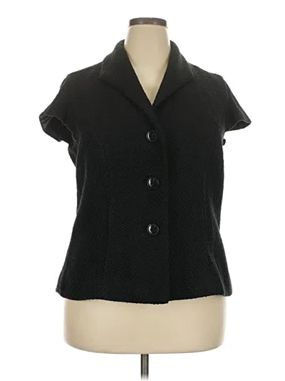 Pre-owned Coldwater Creek Short Sleeve Blouse In Black