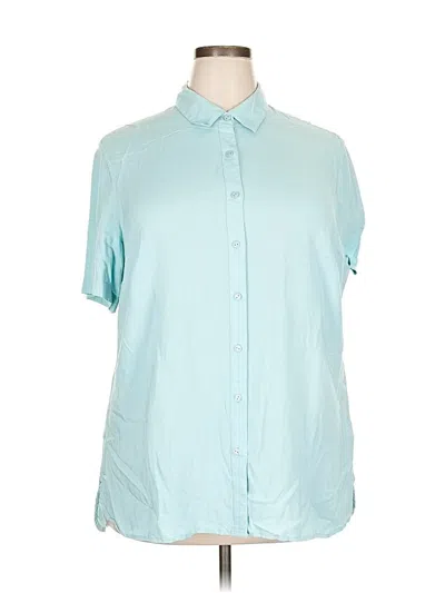 Pre-owned Coldwater Creek Short Sleeve Blouse In Blue