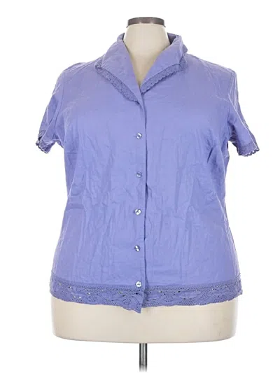 Pre-owned Coldwater Creek Short Sleeve Blouse In Blue