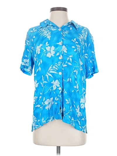 Pre-owned Coldwater Creek Short Sleeve Blouse In Blue
