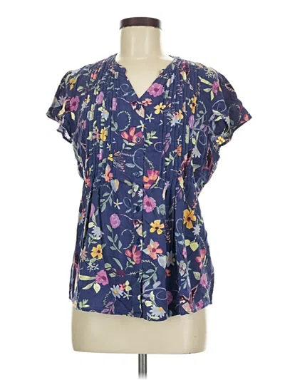 Pre-owned Coldwater Creek Short Sleeve Blouse In Blue