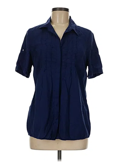 Pre-owned Coldwater Creek Short Sleeve Blouse In Blue