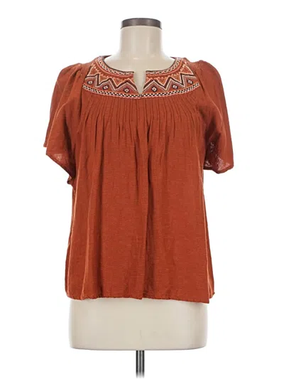 Pre-owned Coldwater Creek Short Sleeve Blouse In Brown