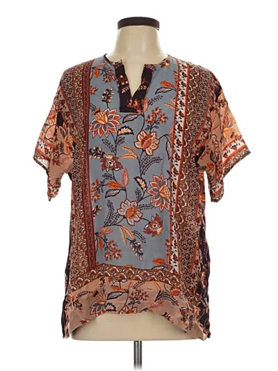 Pre-owned Coldwater Creek Short Sleeve Blouse In Brown