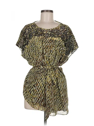 Pre-owned Coldwater Creek Short Sleeve Blouse In Green