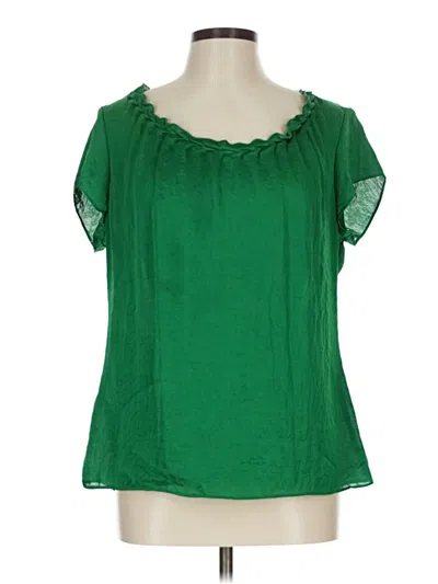 Pre-owned Coldwater Creek Short Sleeve Blouse In Green