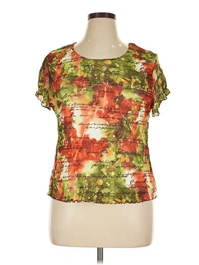Pre-owned Coldwater Creek Short Sleeve Blouse In Green