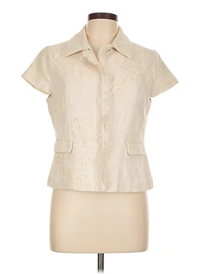 Pre-owned Coldwater Creek Short Sleeve Blouse In Ivory