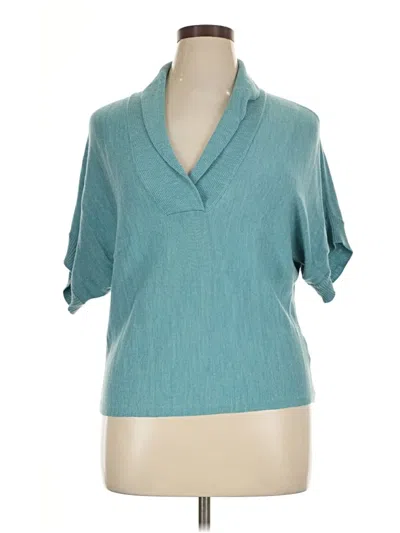 Pre-owned Coldwater Creek Short Sleeve Blouse In Teal