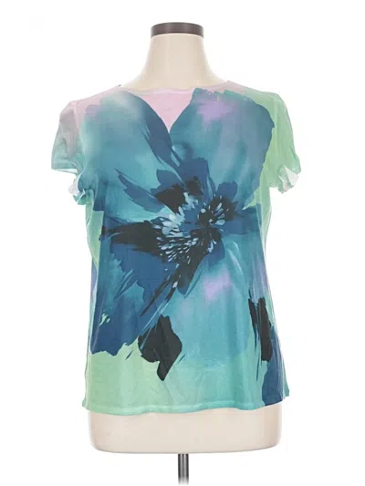 Pre-owned Coldwater Creek Short Sleeve Blouse In Teal