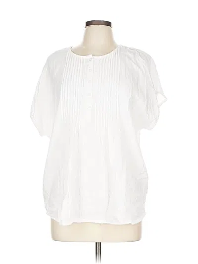 Pre-owned Coldwater Creek Short Sleeve Blouse In White