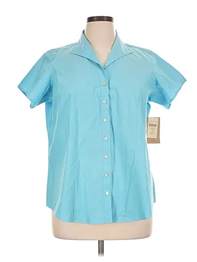 Coldwater Creek Short Sleeve Button Down Shirt In Blue