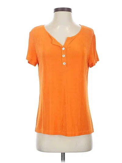 Pre-owned Coldwater Creek Short Sleeve Henley Shirt In Orange