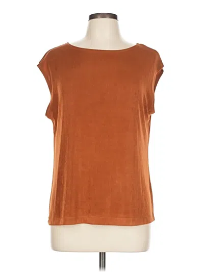 Pre-owned Coldwater Creek Short Sleeve Top Brown Boatneck Tops
