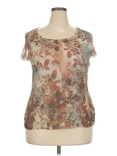 Pre-owned Coldwater Creek Short Sleeve Top Brown Scoop Neck Tops