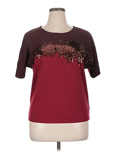 Pre-owned Coldwater Creek Short Sleeve Top Burgundy Crew Neck Tops