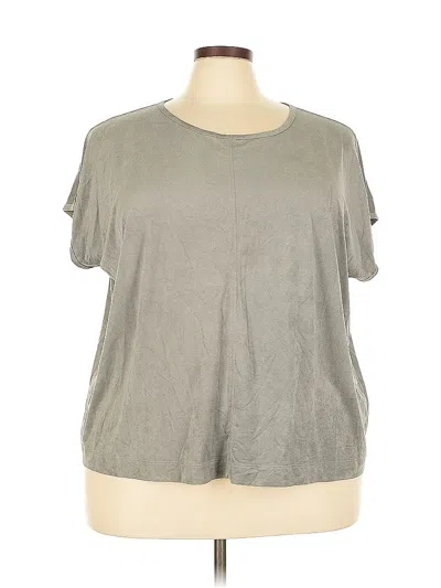 Pre-owned Coldwater Creek Short Sleeve Top Gray Keyhole Neckline Tops