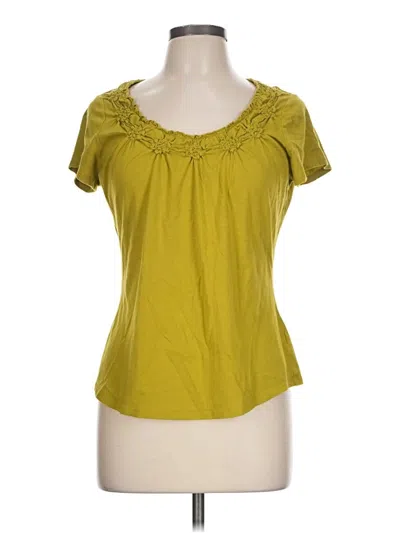 Pre-owned Coldwater Creek Short Sleeve Top Green Sweetheart Neckline Tops
