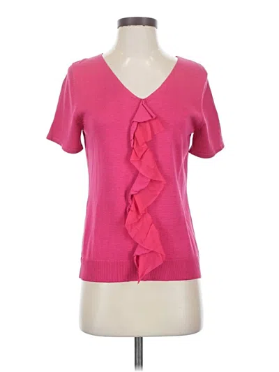 Pre-owned Coldwater Creek Short Sleeve Top Pink Sweetheart Neckline Tops