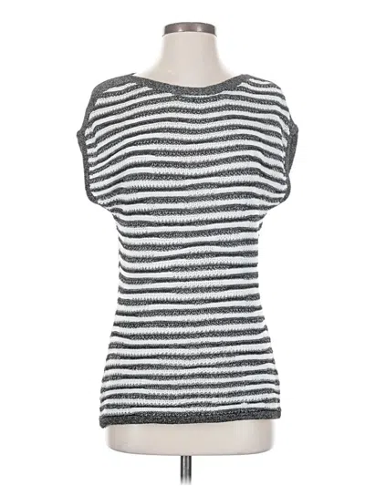 Pre-owned Coldwater Creek Short Sleeve Top Silver Boatneck Tops