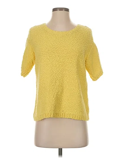 Pre-owned Coldwater Creek Short Sleeve Top Yellow Boatneck Tops