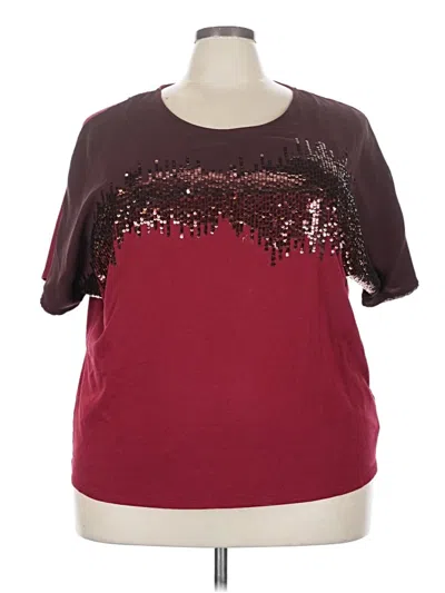 Pre-owned Coldwater Creek Short Sleeve T-shirt In Burgundy