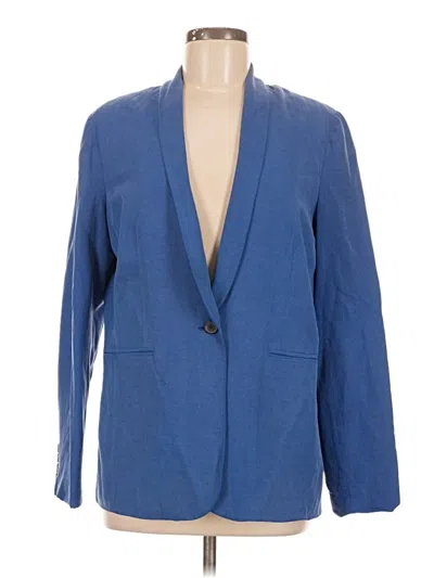 Pre-owned Coldwater Creek Silk Blazer Jacket In Blue