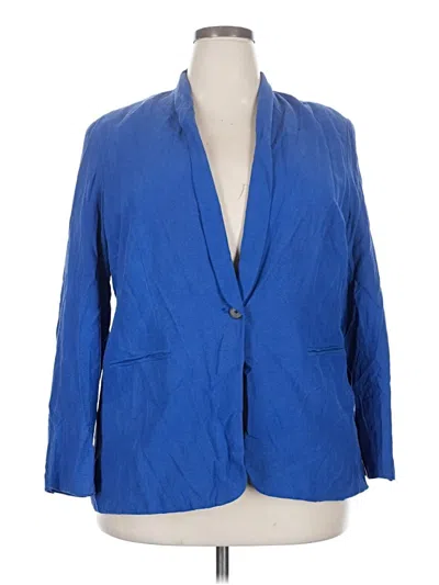 Pre-owned Coldwater Creek Silk Blazer Jacket In Blue