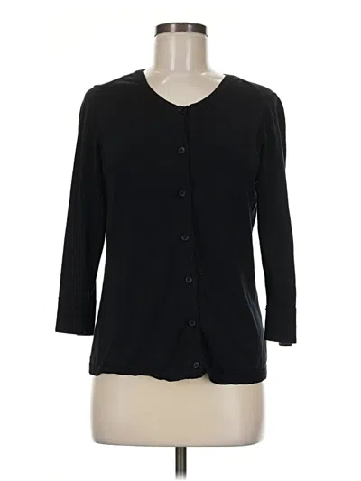 Pre-owned Coldwater Creek Silk Cardigan Sweater In Black