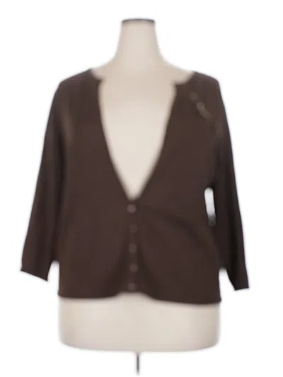 Pre-owned Coldwater Creek Silk Cardigan Sweater In Brown