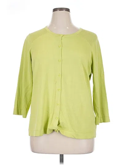 Pre-owned Coldwater Creek Silk Cardigan Sweater In Green