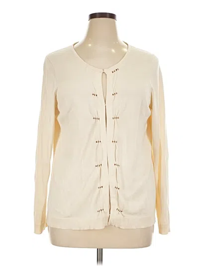Pre-owned Coldwater Creek Silk Cardigan Sweater In Ivory