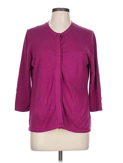 Pre-owned Coldwater Creek Silk Cardigan Sweater In Purple