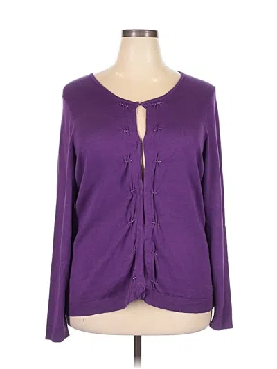 Pre-owned Coldwater Creek Silk Cardigan Sweater In Purple