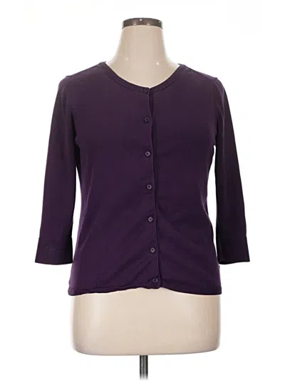 Pre-owned Coldwater Creek Silk Cardigan Sweater In Purple