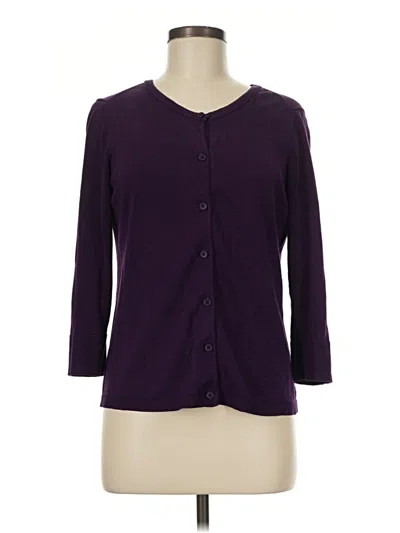 Pre-owned Coldwater Creek Silk Cardigan Sweater In Purple