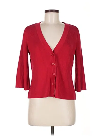 Pre-owned Coldwater Creek Silk Cardigan Sweater In Red